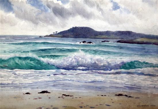 Mabel Rainsford (Exh.1928-1930) Coastal landscape, 14.5 x 21in.